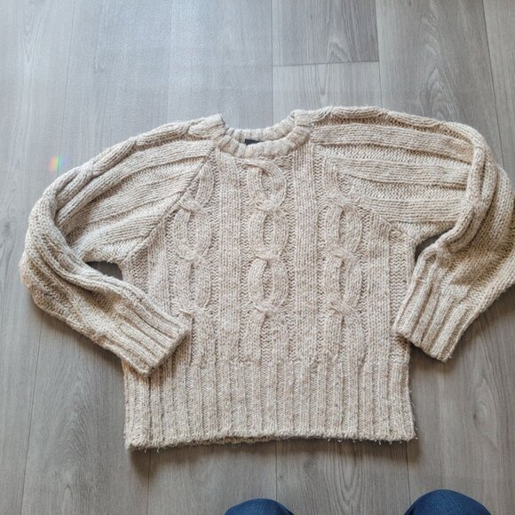 Lizwear Vintage Brown Cable Knit Wool Sweater Small - Picture 4 of 5